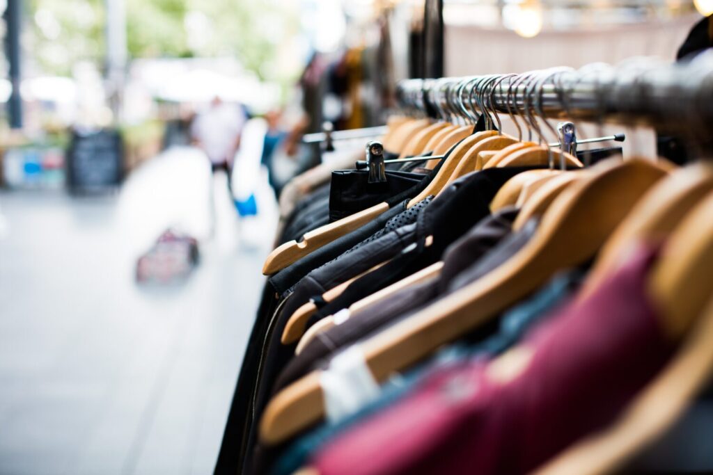 Clothes at a retail store