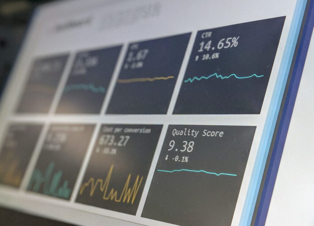 Graphs and data on a computer screen