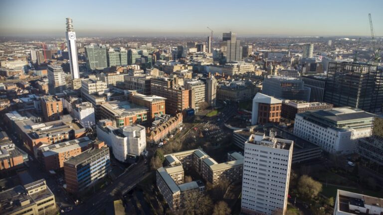 An aerial shot of Birmingham