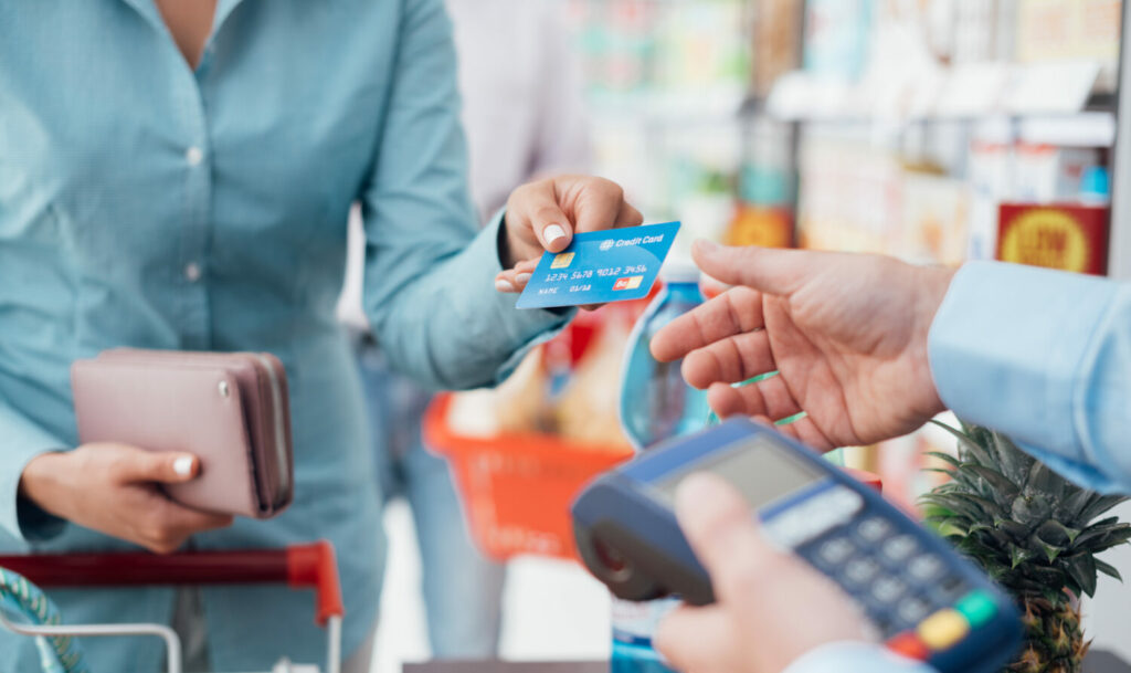 A card transaction in a retail store