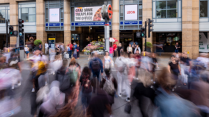 Sainsbury's signs for Local store at Hammersmith Broadway